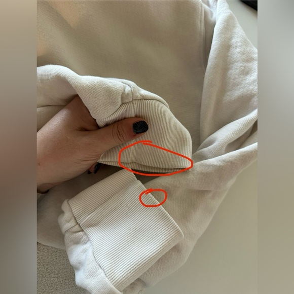 perfectwhitetee Kokomo Beach Raw Hem Cut Off Crop Hoodie Ivory Cotton S - Picture 7 of 7